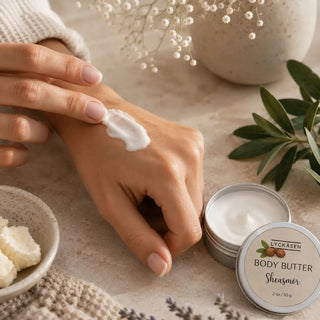 Naturlig Body Butter Sheasmör i användning