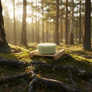 Balsamkaka sjögräs på tvålfat mellan trädrötter